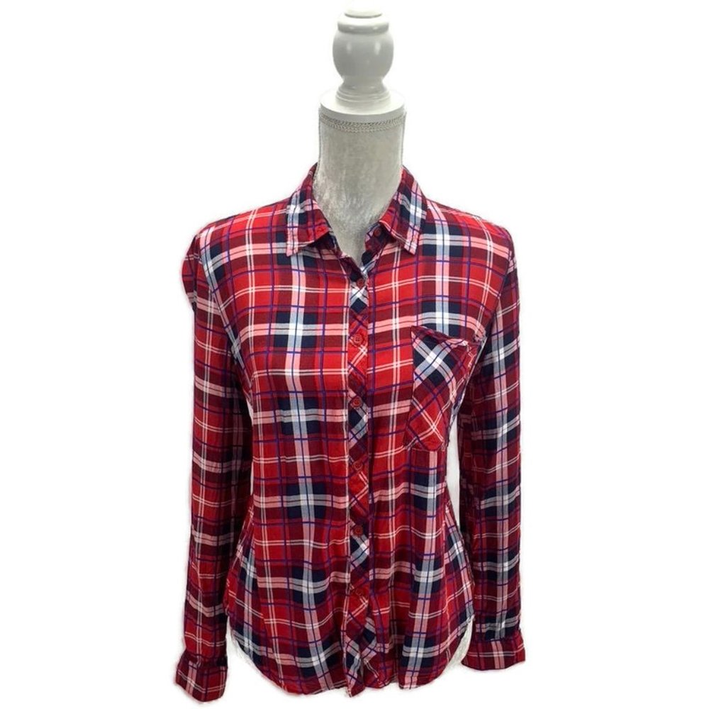 Prototype Red‎ White Blue Plaid Button Down Shirt M